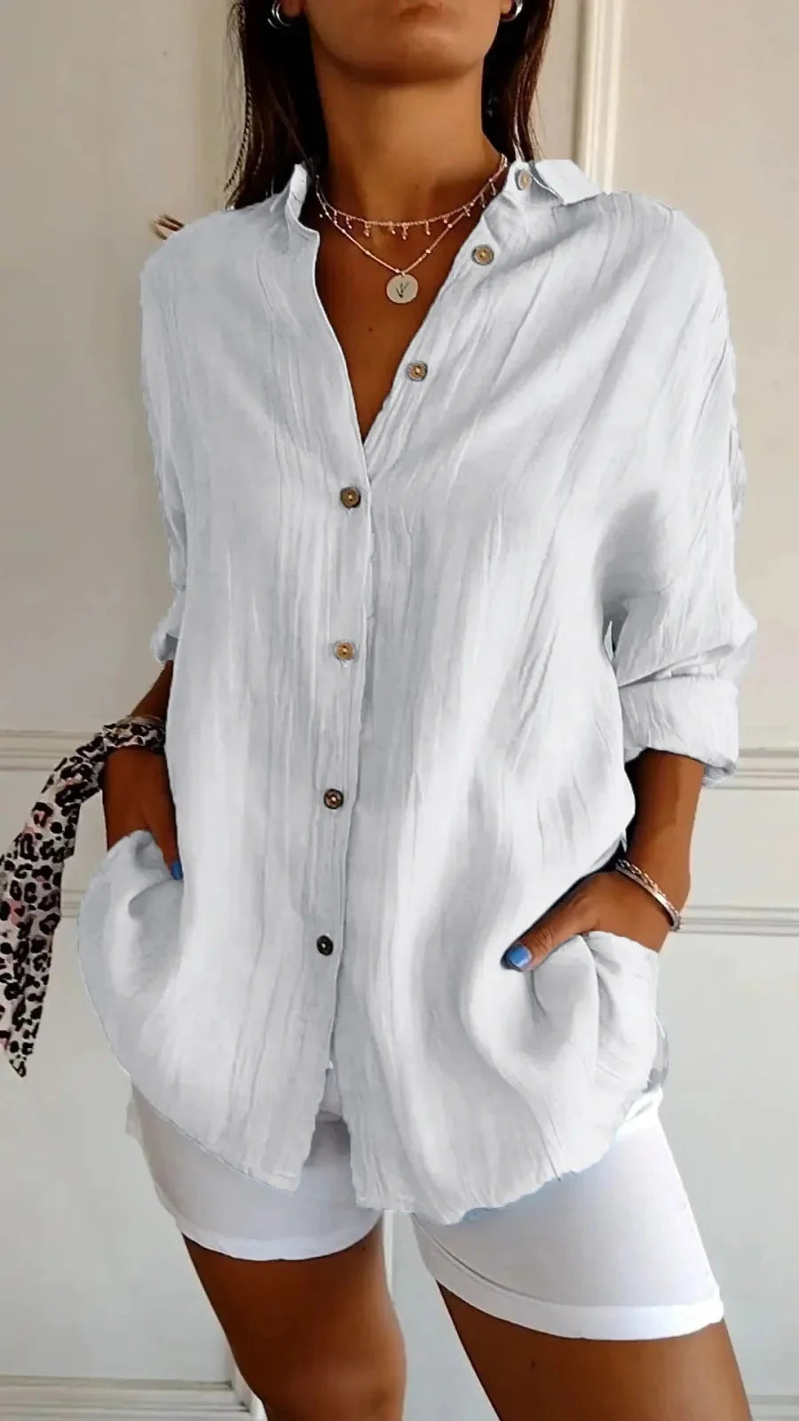 Stylish Women's Long Sleeve Pleated Shirt in various colours