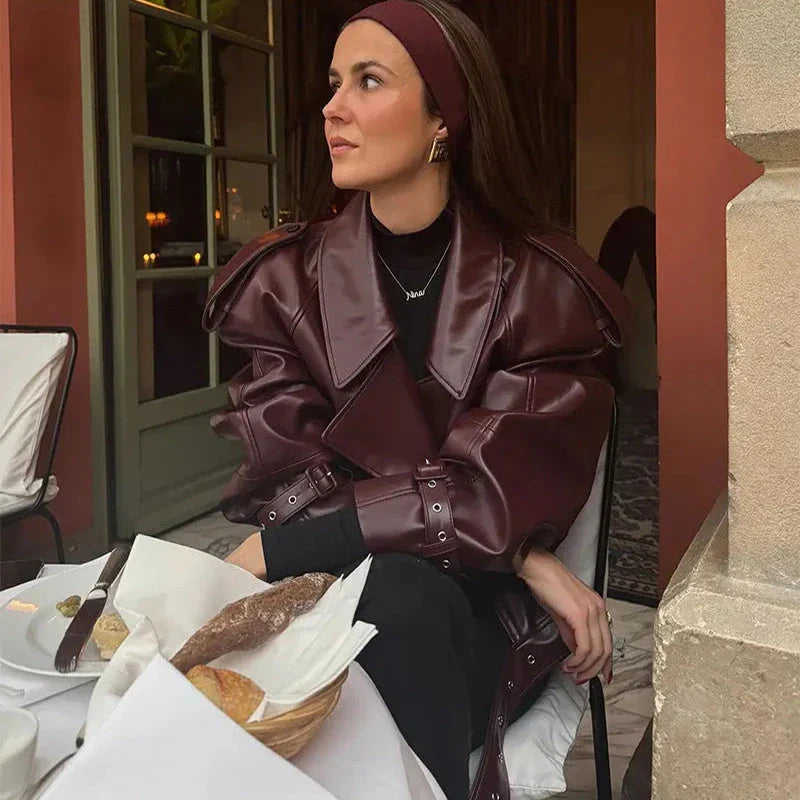 Stylish leather jacket in a range of classic British colours, featuring a unique cropped design and soft, supple material for all-day comfort