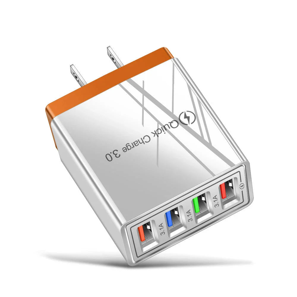 Powerful 4-Port USB Wall Charger with Quick Charge 3.0 for Phones and Tablets