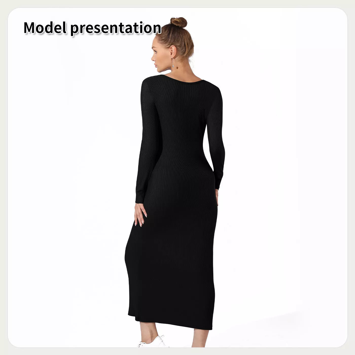 Women's solid colour dress in black or coffee, available in sizes S to 4XL