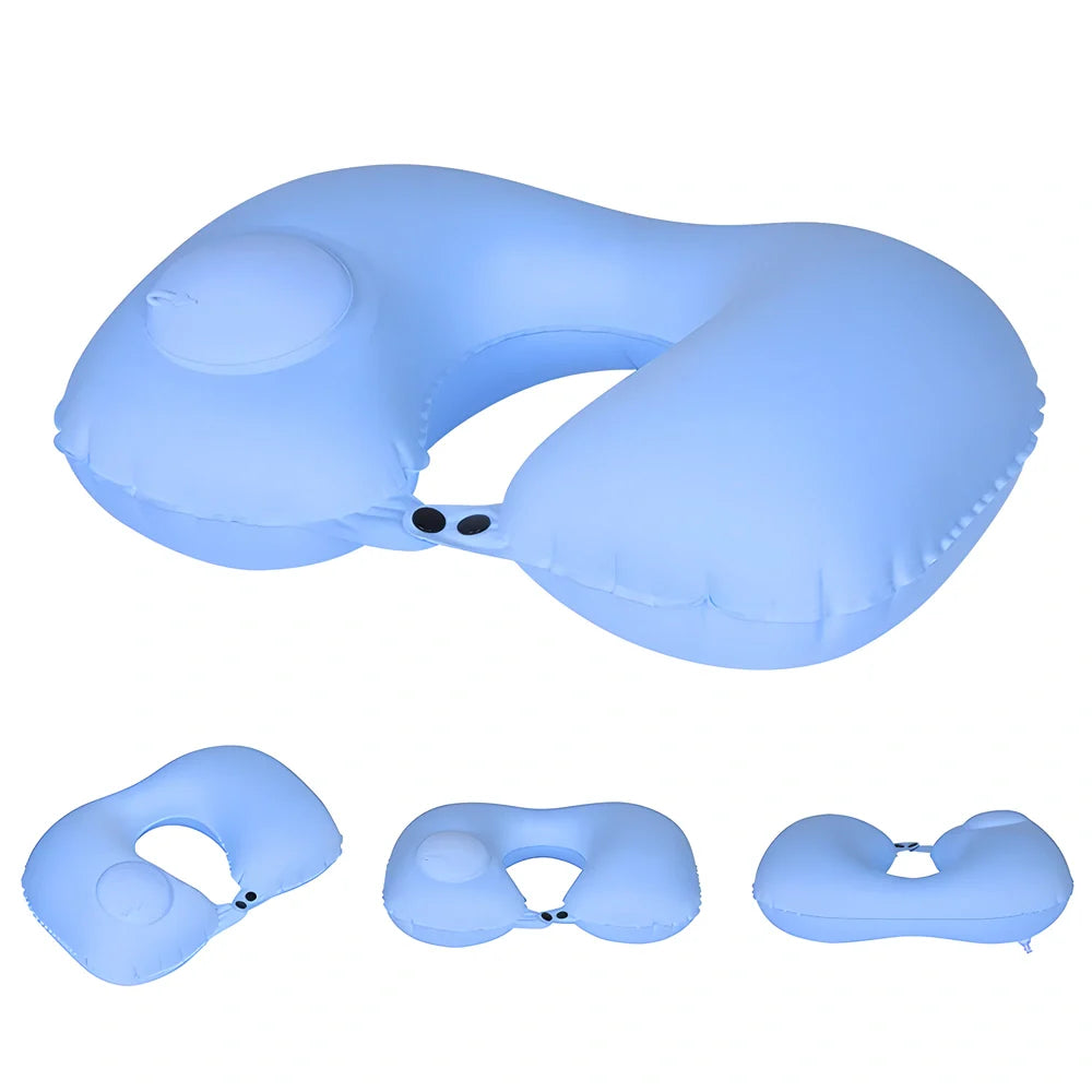 Comfortable and portable hand-pressed inflatable travel pillow in various colours