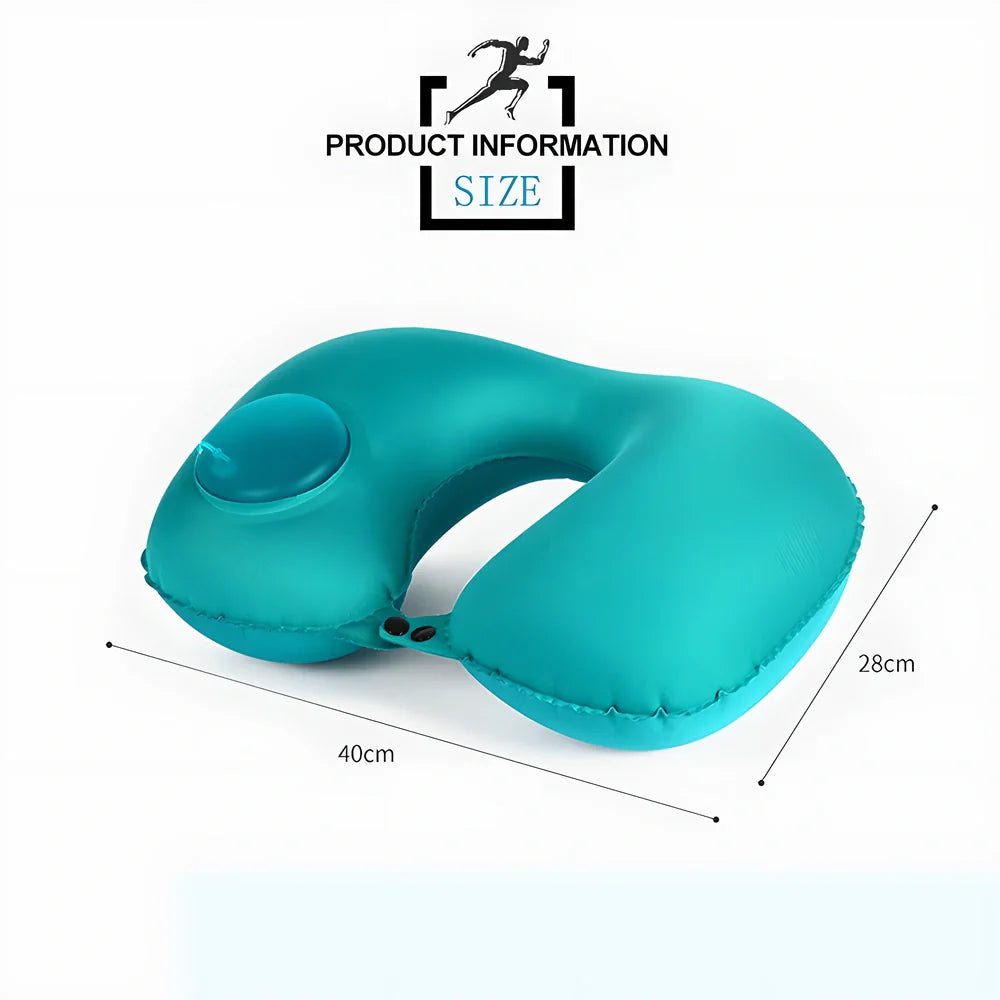 Comfortable and portable hand-pressed inflatable travel pillow in various colours