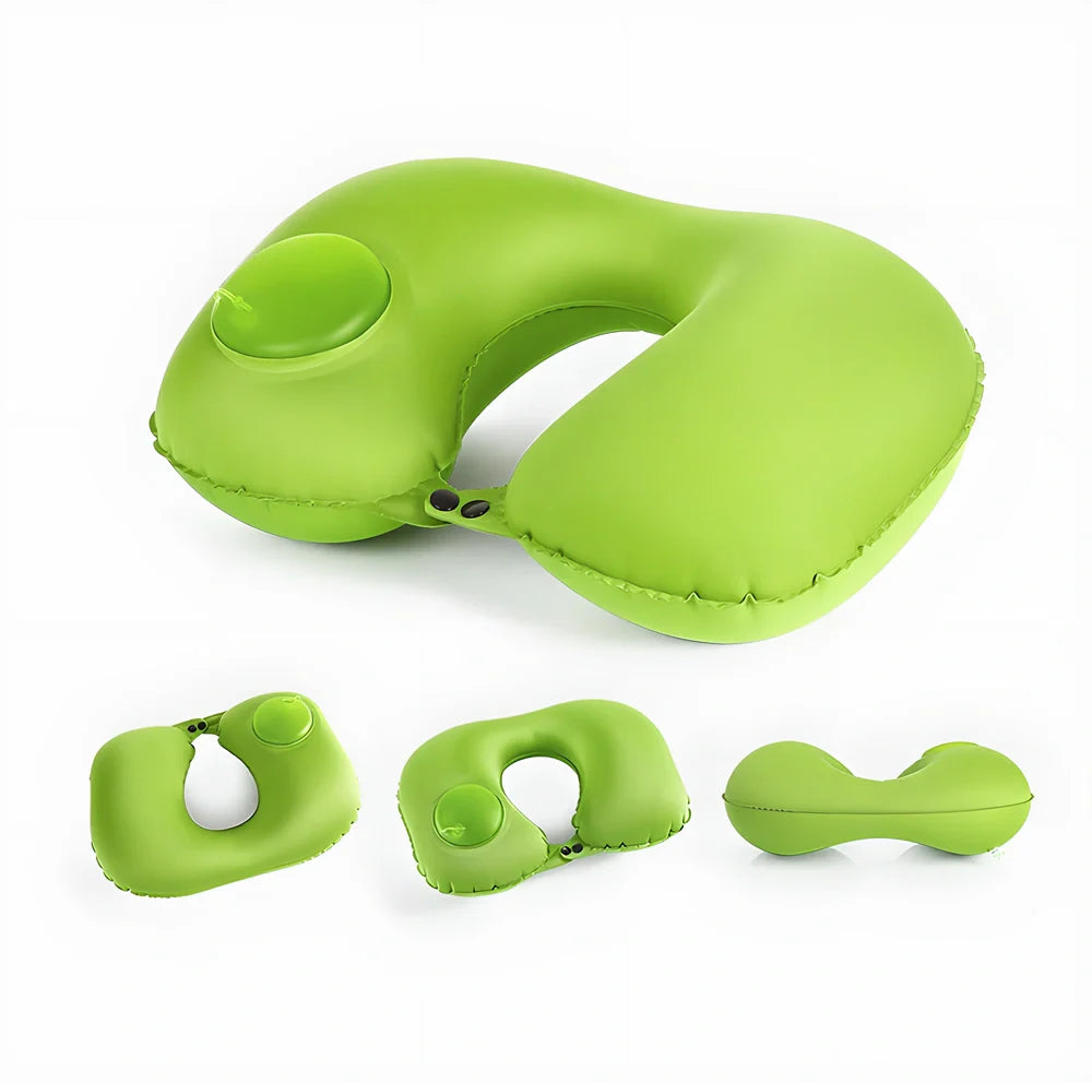 Comfortable and portable hand-pressed inflatable travel pillow in various colours