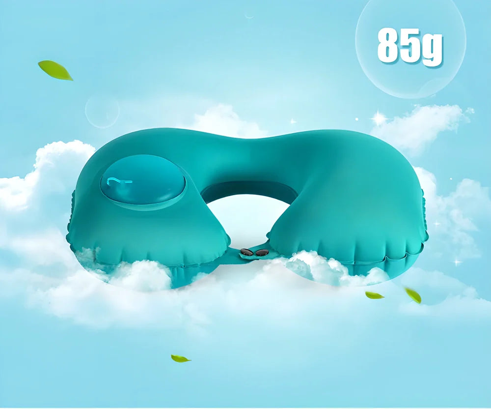 Comfortable and portable hand-pressed inflatable travel pillow in various colours