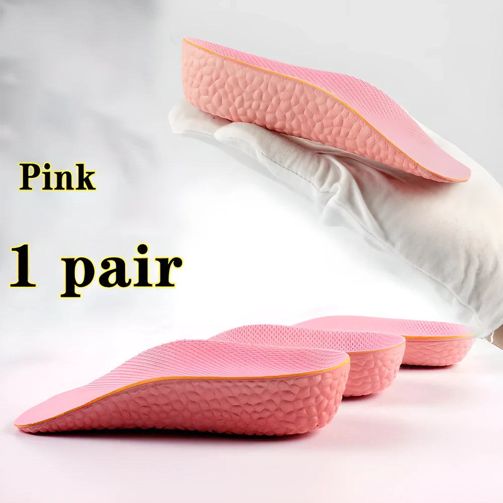 Discreet height boost insoles with memory foam cushioning and adjustable heel lift for enhanced comfort and confidence