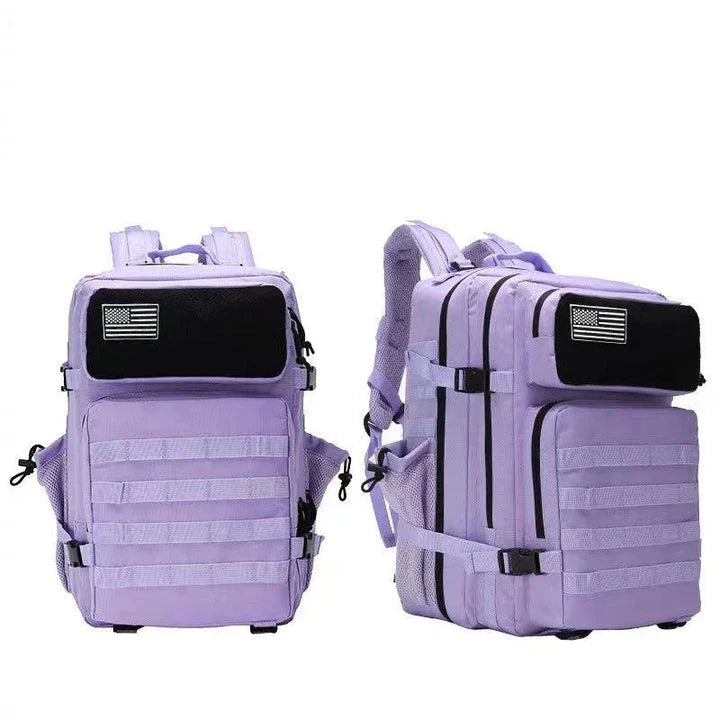 Oxford fabric waterproof backpack with large 45-litre capacity, multiple pockets, and comfortable padded straps for daily use and outdoor adventures