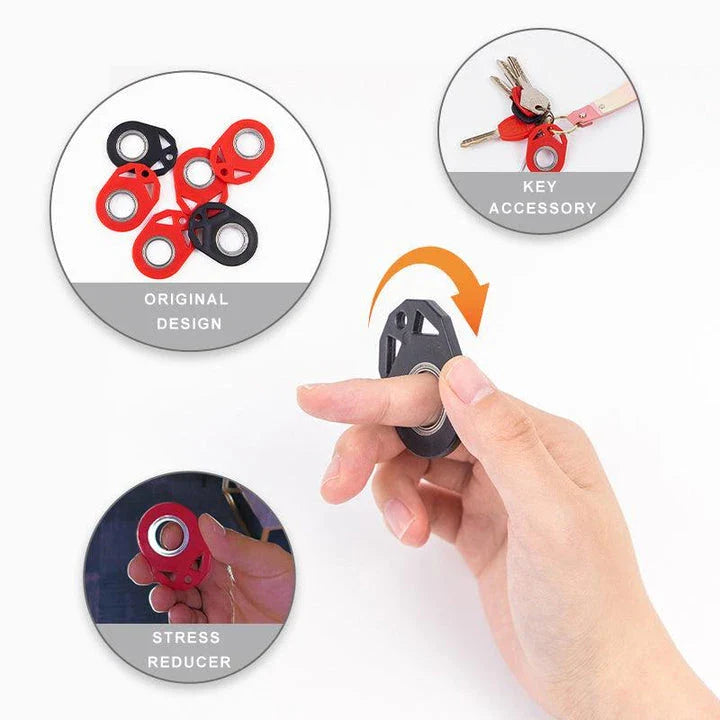 Creative fidget spinner keychain with bottle opener, available in various colours for stress relief and focus improvement