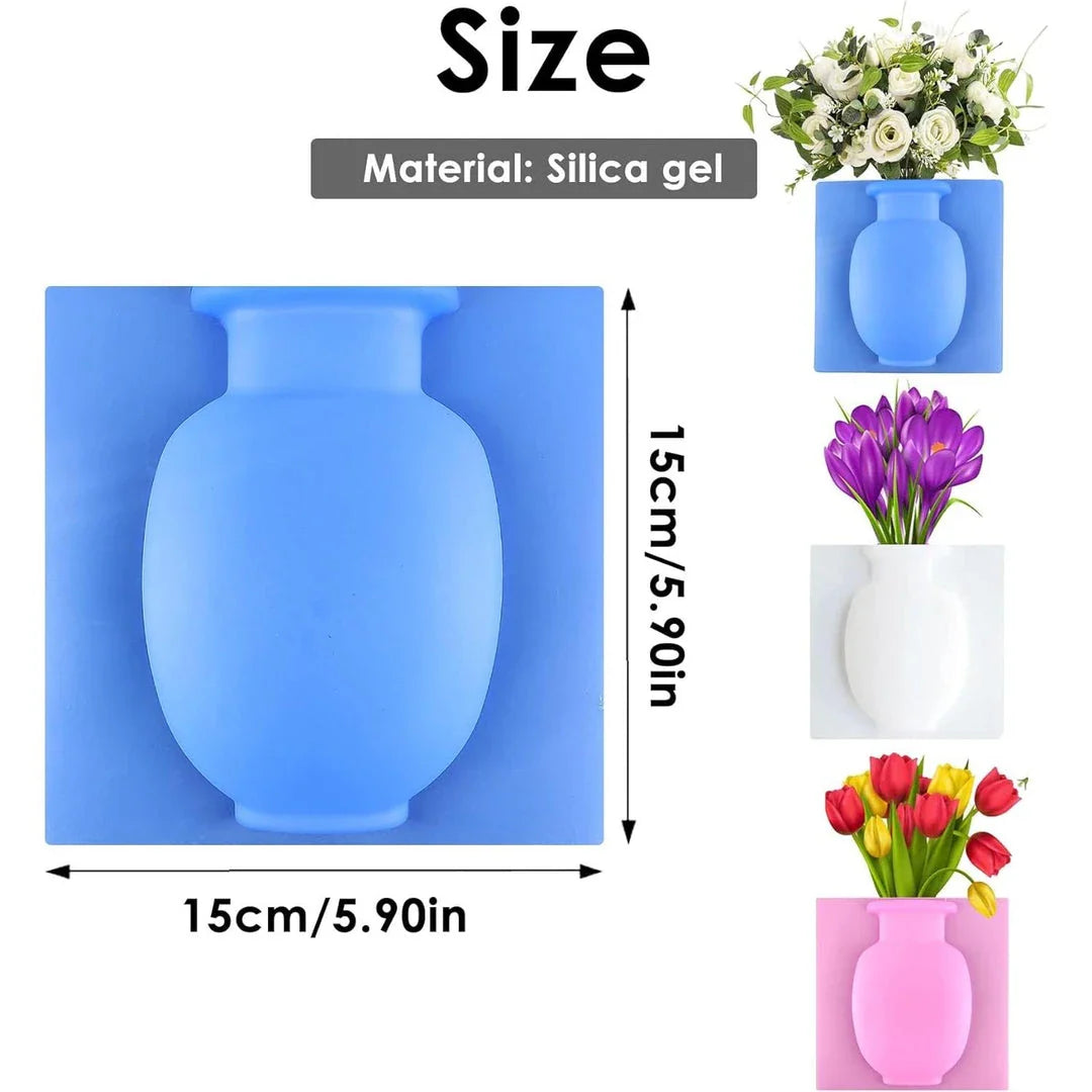 Elegant silicone suction wall vase in pink, designed to hold various plant sizes and fit seamlessly in modern homes