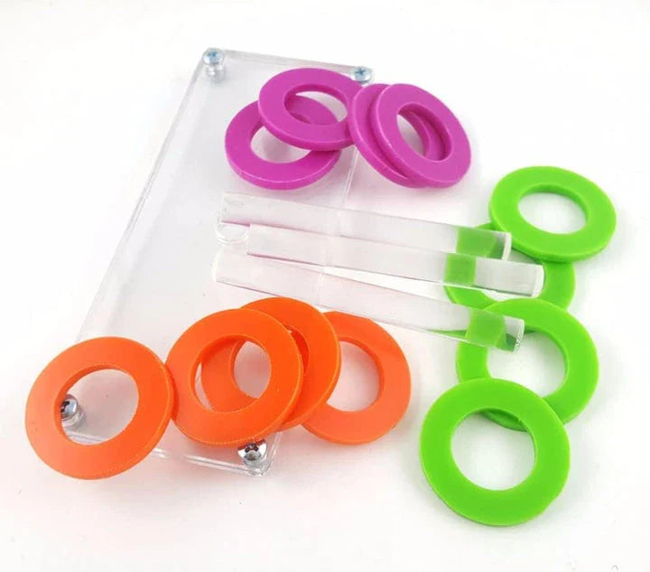 A colourful ring puzzle toy designed to engage and entertain pet birds with its vibrant colours and challenging design.
