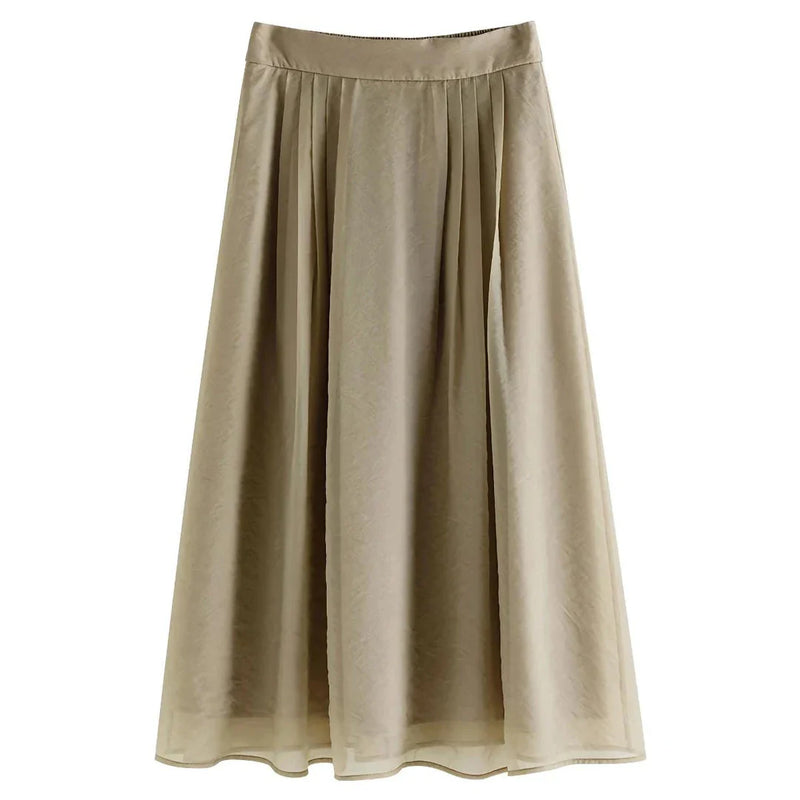Homeenjoy UK Elegant High-Waist A-Line Midi Skirt for the Modern Professional