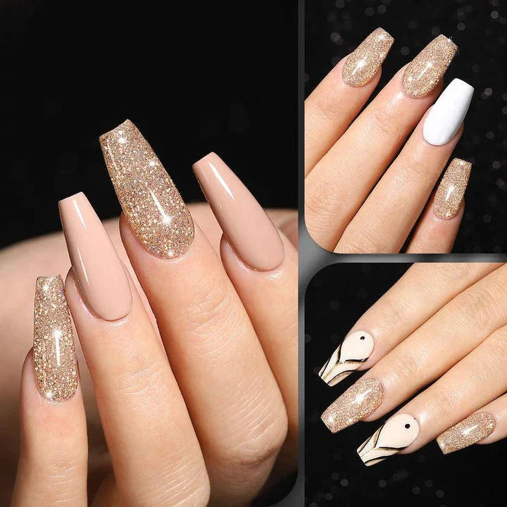 Champagne Red Reflective Glitter Gel Nail Polish - UV & LED Curable for Long-Lasting, Chip-Resistant Manicure