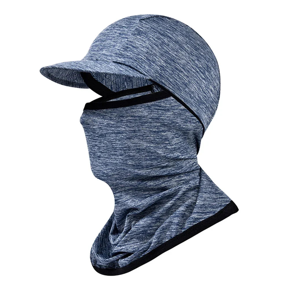 A grey ice silk sun shield hat with an adjustable, breathable design for outdoor activities