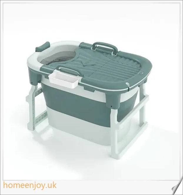 A folding full-body soaking tub made of high-quality plastic, available in green or purple with or without a cover