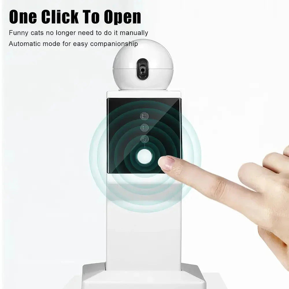 Interactive Laser Cat Toy with 360° random rotation, adjustable speed settings, and quiet operation for safe and engaging playtime