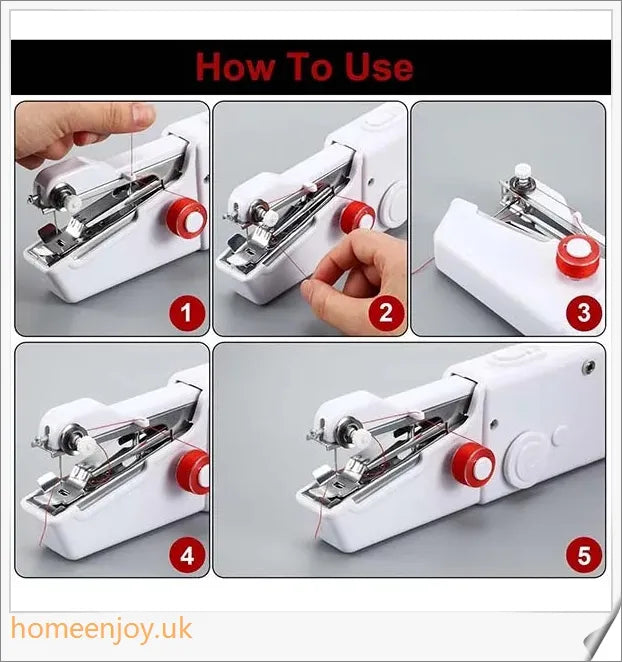 Compact, cordless, and handheld electric sewing machine for hassle-free repairs and crafts