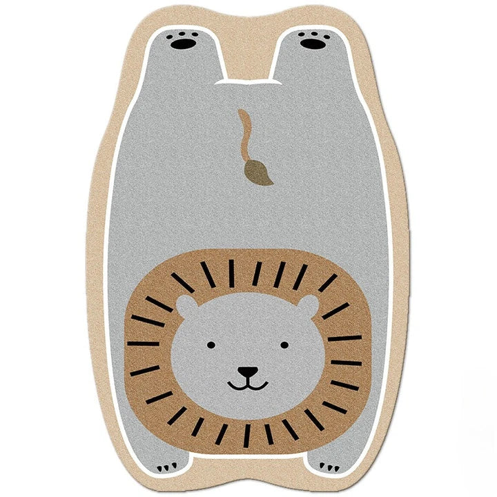 Charming animal-themed decorative rugs in various designs, including cats, foxes, lions, dogs, bunnies, wolves, and bears, adding a touch of whimsy and warmth to living rooms, bedrooms, and other cosy spaces.