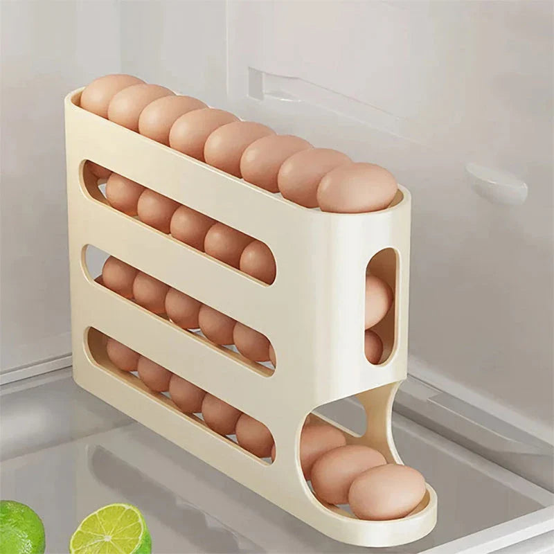 Egg Holder Organizer with Sliding Rail Shelf for Refrigerator - Durable, Space-Saving Design Holds Up to 30 Eggs