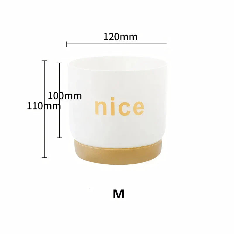 Elegant self-watering planters in various sizes, perfect for indoor plants and home or office decor
