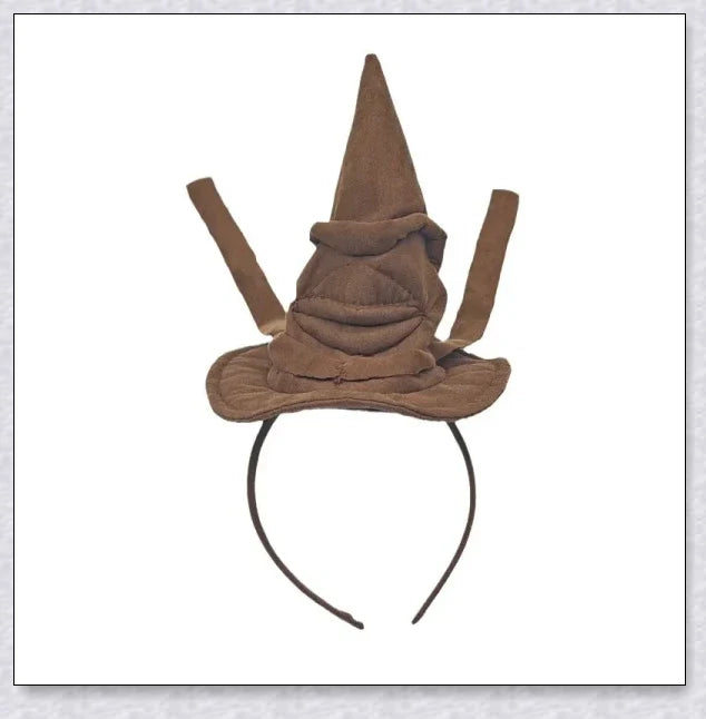 Sortband Halloween Witch Hat Headband in red, green, and brown colours with a unique, handcrafted design