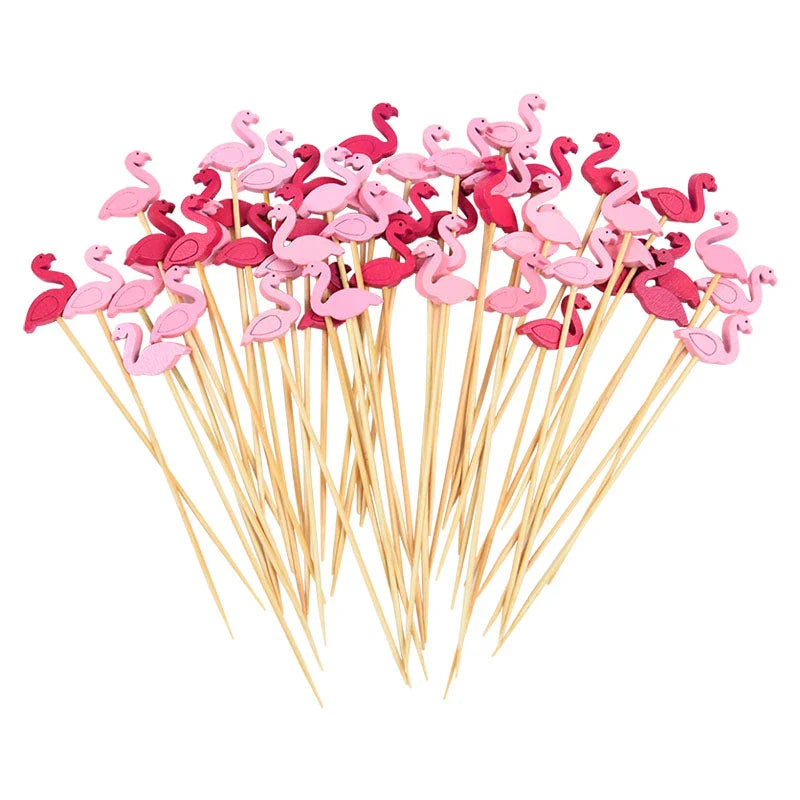 Charming bamboo flamingo decorative picks for adding a tropical touch to UK parties, weddings, and events