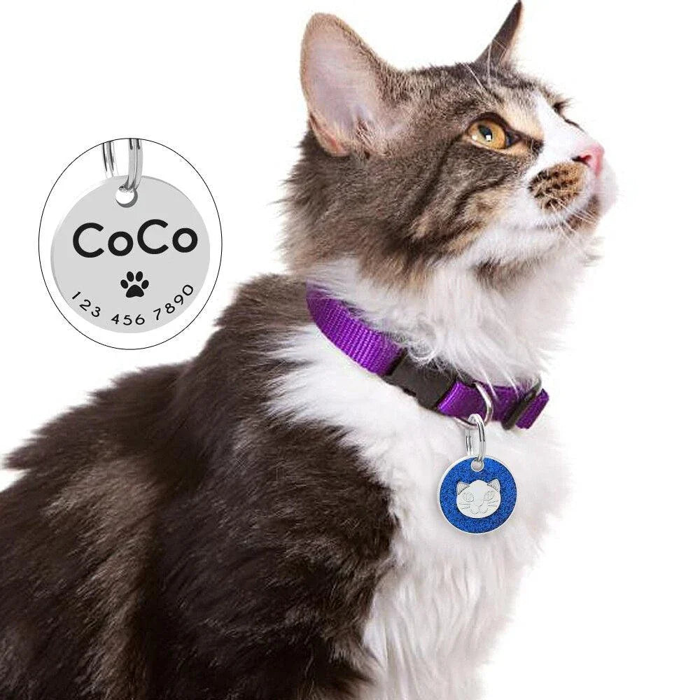 Premium stainless steel ID tag with personalised engraving and glitter accent, a stylish accessory for everyday use