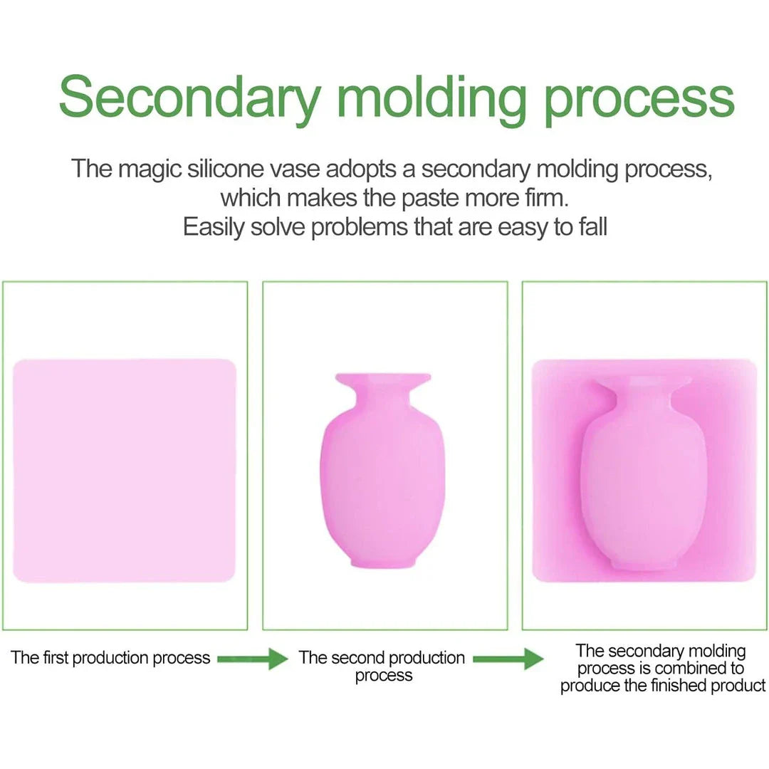 Elegant silicone suction wall vase in pink, designed to hold various plant sizes and fit seamlessly in modern homes