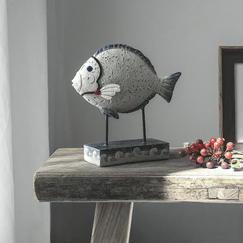Elegant resin ornament of a toothed deep-sea fish, a nature-inspired accent piece for home decor
