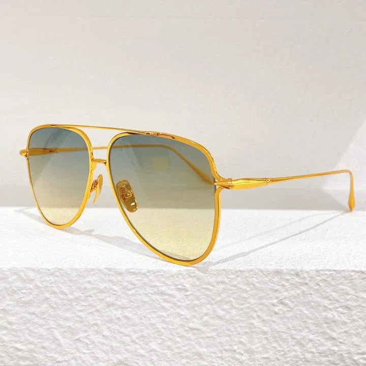 Premium pure titanium frame classic vintage pilot sunglasses with UV400 protection and gold finish