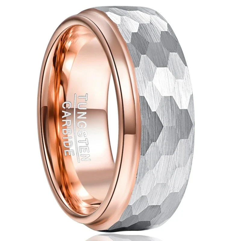 Elegant rose gold plated tungsten steel ring, a sophisticated accessory for discerning gentlemen