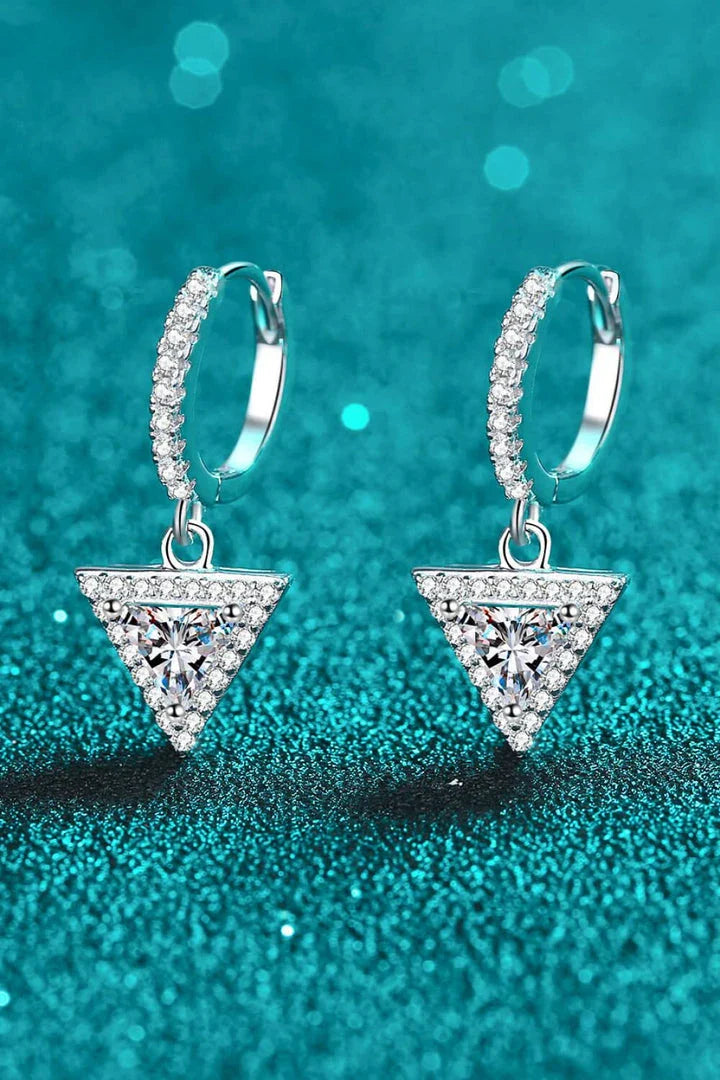 Homeenjoy UK Elegant Moissanite Triangle Drop Earrings in Sterling Silver