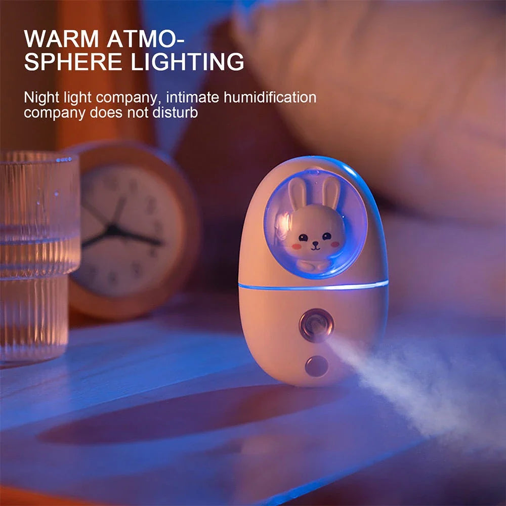 Compact Cartoon Facial Humidifier: A portable device that delivers a fine mist to hydrate and nourish your skin anytime, anywhere.