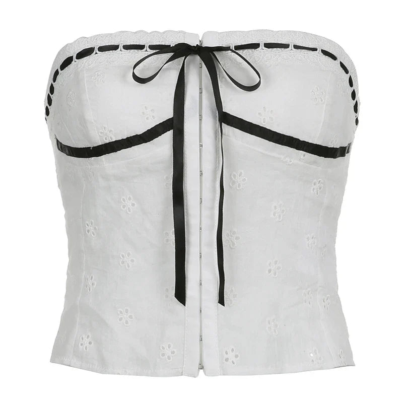 Premium cotton lace-up tube top with a sleek, form-fitting silhouette for a sophisticated, elegant look