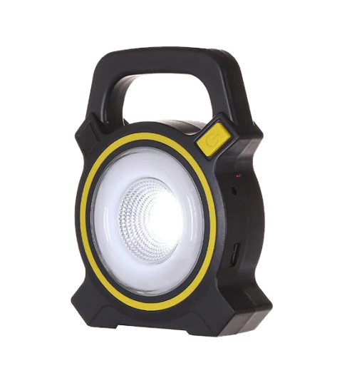 Portable USB-Rechargeable LED Work Lamp with bright LED beam, compact and lightweight design for easy portability, and USB charging capabilities