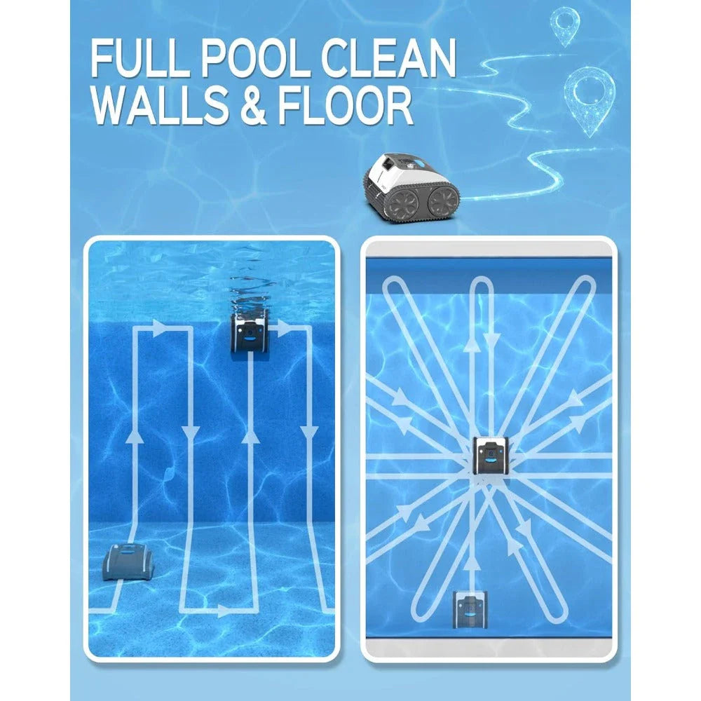 Cordless robotic pool vacuum cleaner with powerful suction and intelligent navigation for effortless cleaning of large in-ground pools