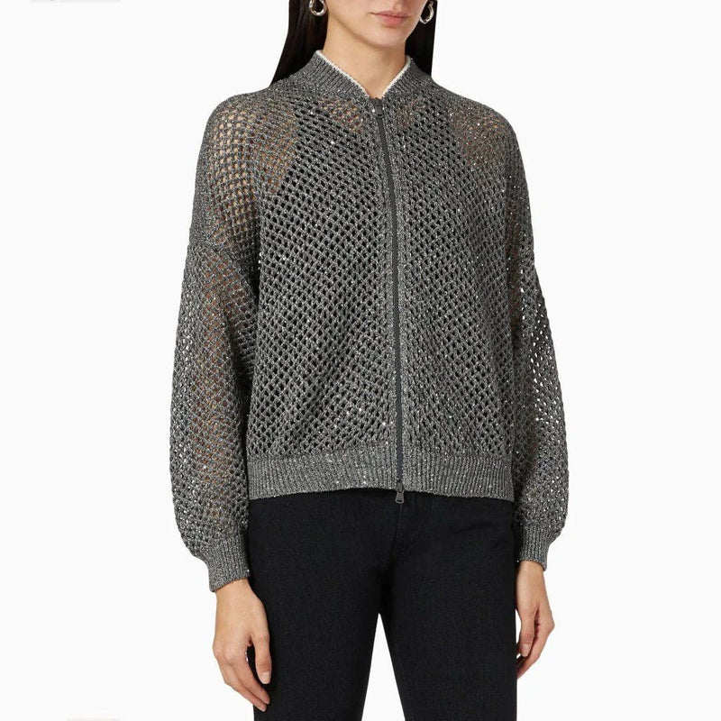 Homeenjoy UK Elegant Sequin-Embellished Linen Blend Knit Top for the Modern Woman