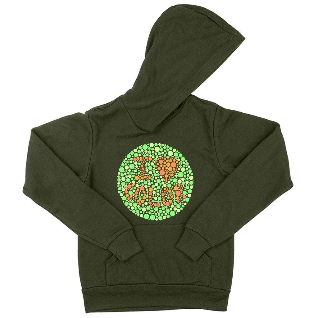 A cosy and flexible kids' hoodie with a colour-blind test design, made with premium Airlume cotton and eco-friendly practices.
