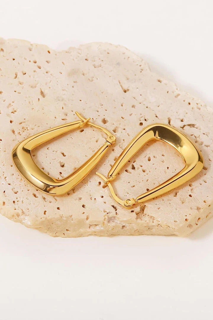 A pair of 18K gold-plated geometric earrings with a sleek and modern design