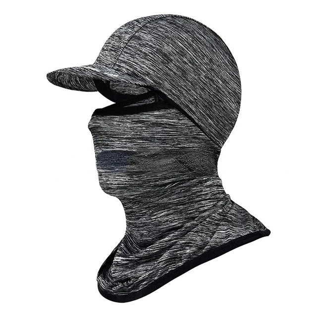 A grey ice silk sun shield hat with an adjustable, breathable design for outdoor activities