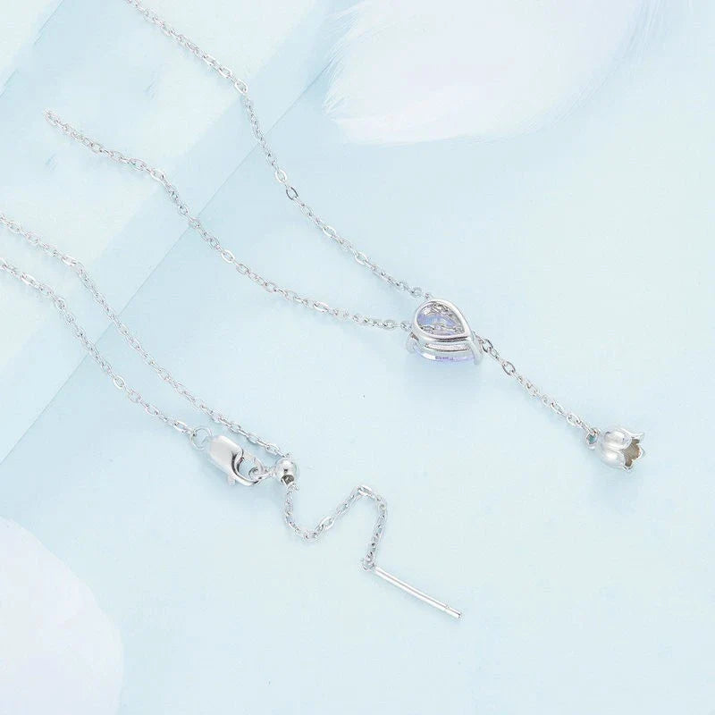 Platinum-plated water drop zircon flower smart pendant with adjustable chain length and delicate design