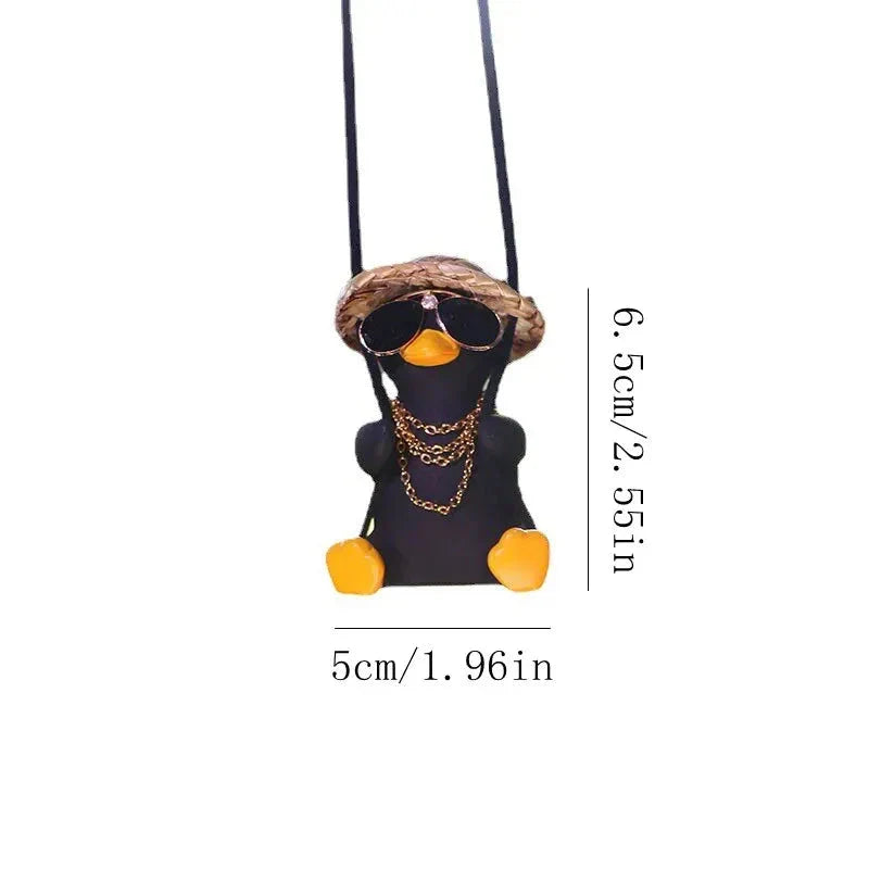Charming swinging duck car accessory with guitar and coke-themed design, offering a unique and personalized driving experience
