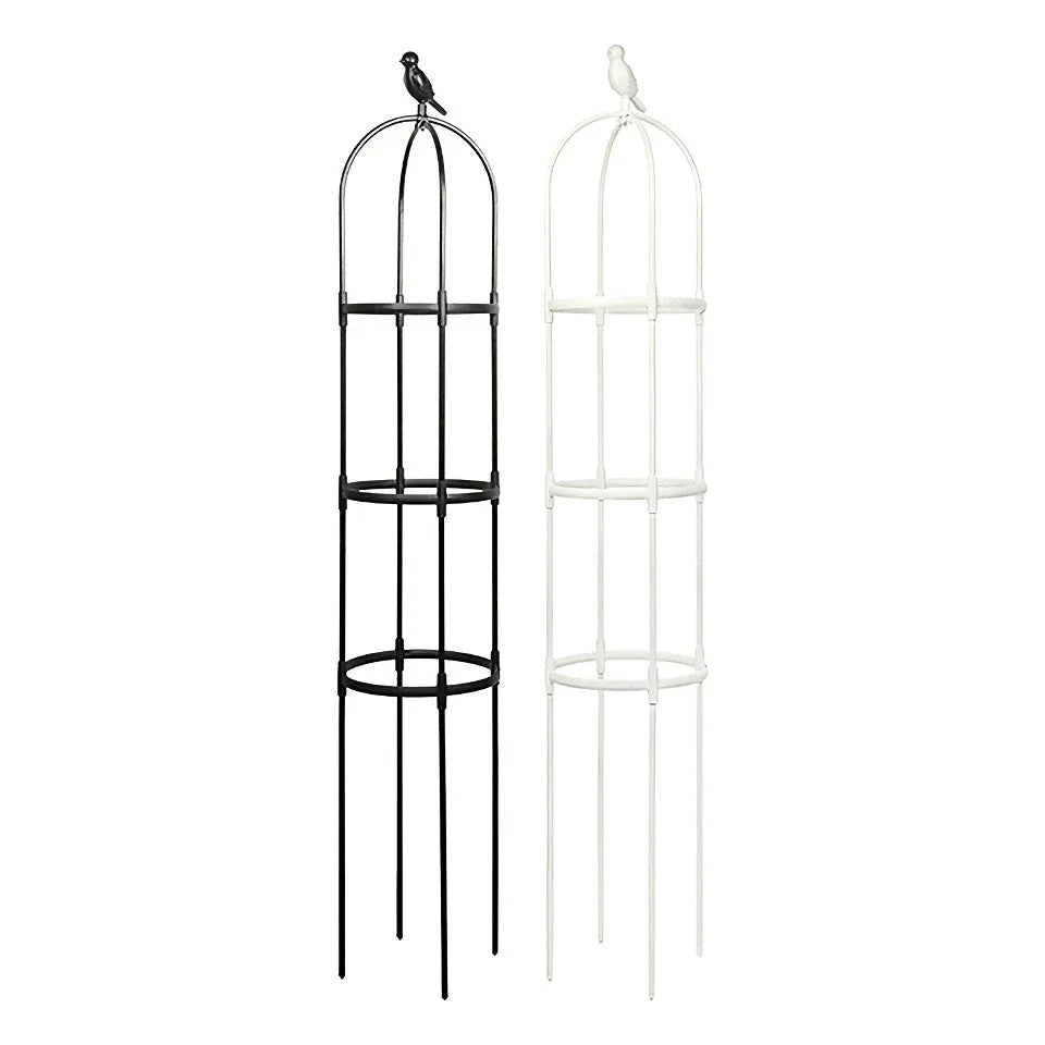 Adjustable 2/3-Tier Garden Trellis in white, designed to support climbing plants and flowers in a home garden