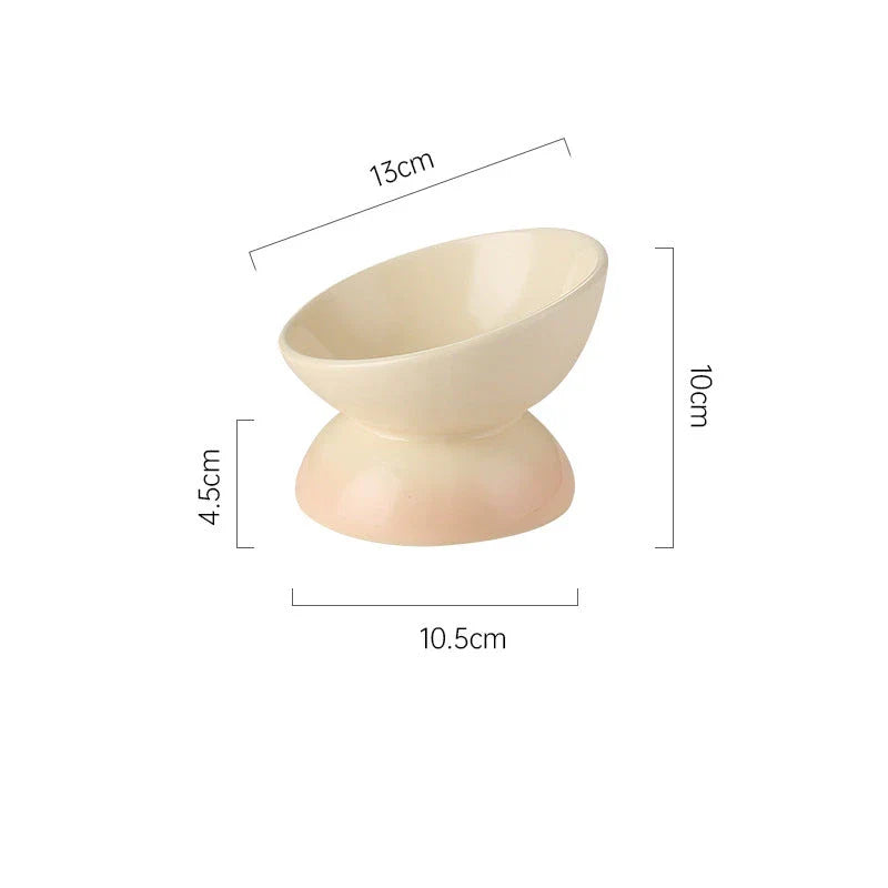 Gradient Ceramic Cat Bowl with raised and tilted design for comfortable pet dining