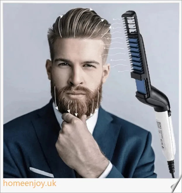 A beard straightener comb with heat barrier bristles for effortless, damage-free beard straightening