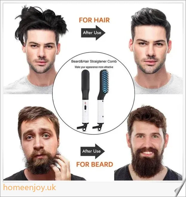 A beard straightener comb with heat barrier bristles for effortless, damage-free beard straightening