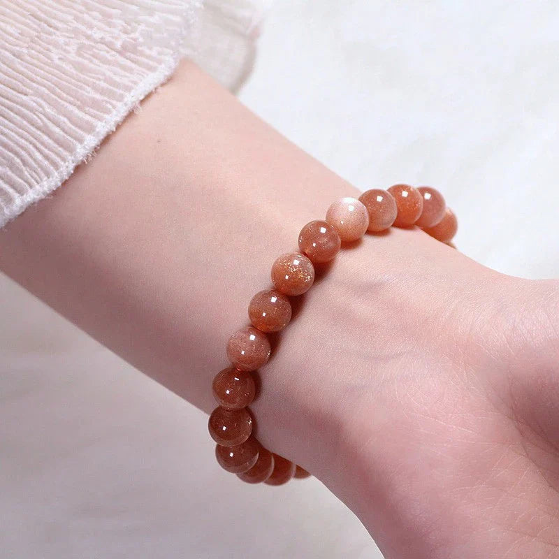Elegant Natural Orange Moonstone Bracelet - Exquisite UK Accessory with Captivating Glow and Premium Crystal Design