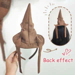 Sortband Halloween Witch Hat Headband in red, green, and brown colours with a unique, handcrafted design
