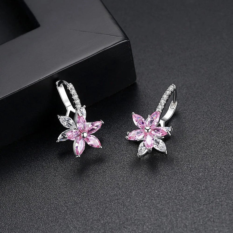 Homeenjoy UK Elegant Snowflake Zircon Earrings with Multicolour Charm