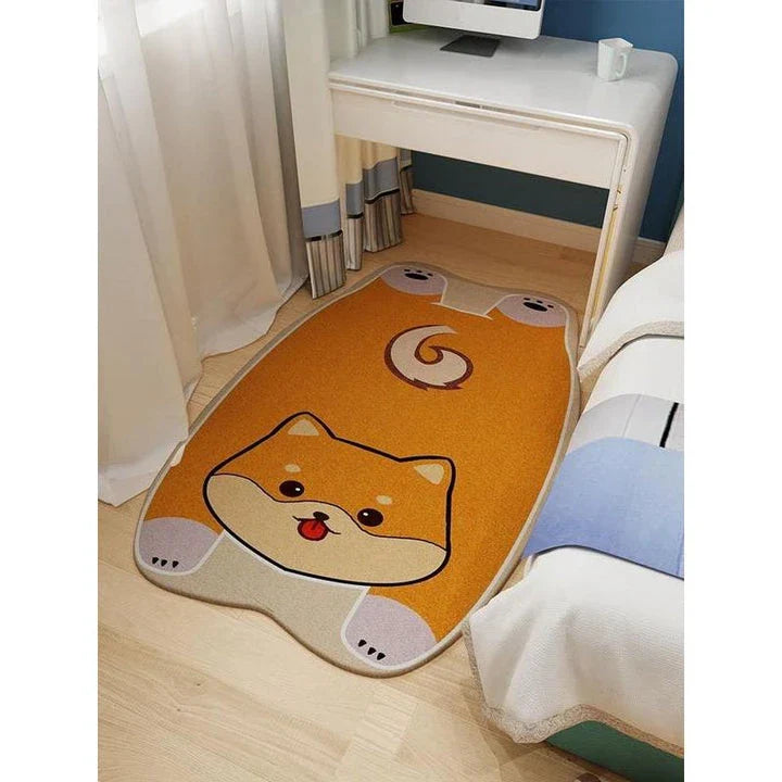 Charming animal-themed decorative rugs in various designs, including cats, foxes, lions, dogs, bunnies, wolves, and bears, adding a touch of whimsy and warmth to living rooms, bedrooms, and other cosy spaces.