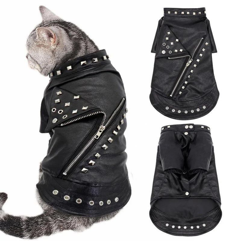 Homeenjoy UK Dapper Cat's Leather Jacket - The Purr-fect Attire