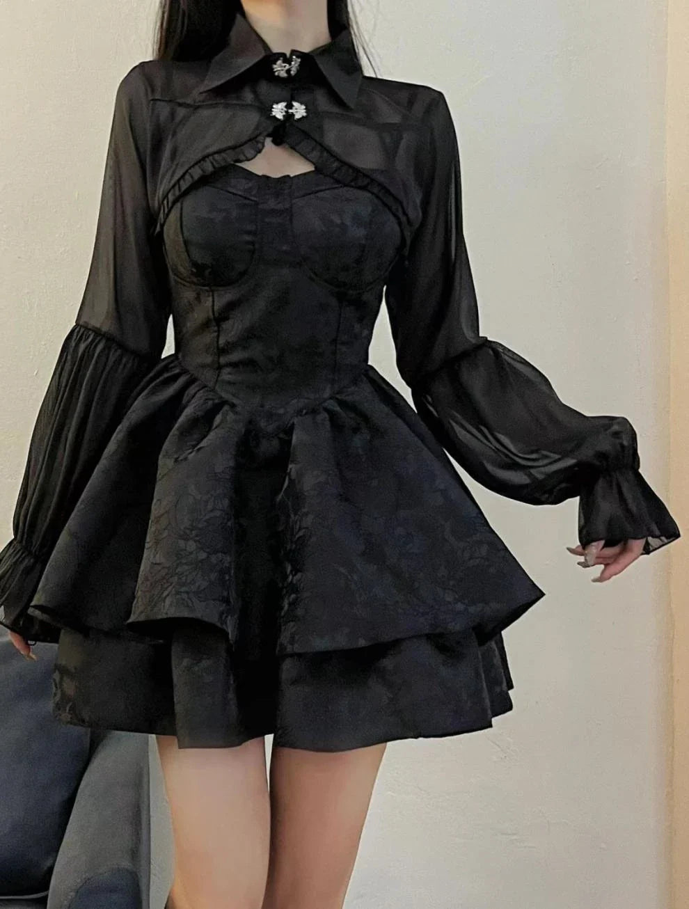 A stylish and elegant women's pettiskirt in a classic black colour, featuring a flowing A-line silhouette and premium polyester construction.
